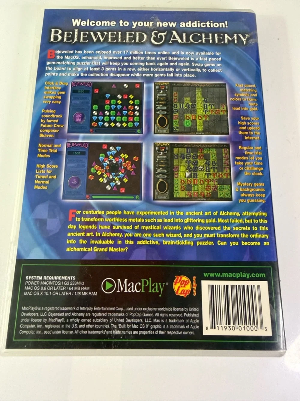 Bejeweled & Alchemy MacPlay Game for Mac - 2002